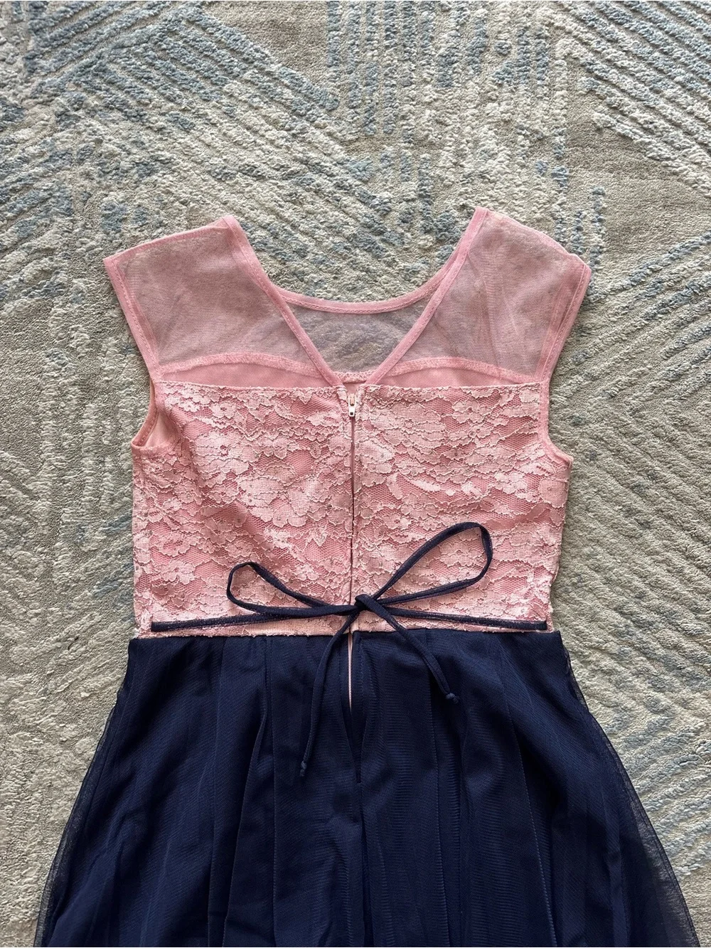 Speechless Pink Lace Bodice Navy Tulle Party Dress